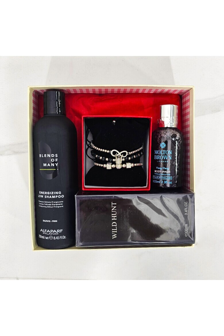 OEM Set Azure Allure Apa de Parfum Ard al Zaafaran Wild Hunt 100 ml Set 3 bratari din otel inoxidabil onix si zirconiu Gel de Dus Molton Brown Relaxing Ylang-Ylang 100 ml Sampon Alfaparf Rebalancing Low Shampoo Blends of Many 250 ml - Pled.ro