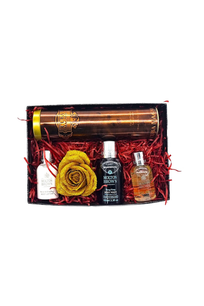 OEM Set Cuba Magnum pentru barbati Gel de dus Ylang-Ylang 100ml Apa de Toaleta Cuba Magnum Gold 130ml; Gel de dus Orange & Bergamot 50ml; Lotiune de corp Vetiver & Grapefruit 50ml - Pled.ro