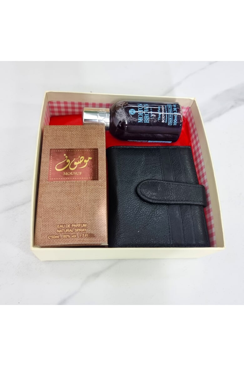 OEM Set Exotic Oud Apa de Parfum Ard al Zaafara Mousuf 100 ml Portofel barbati din piele naturala Gel de Dus Molton Brown Relaxing Ylang-Ylang 100 ml - Pled.ro