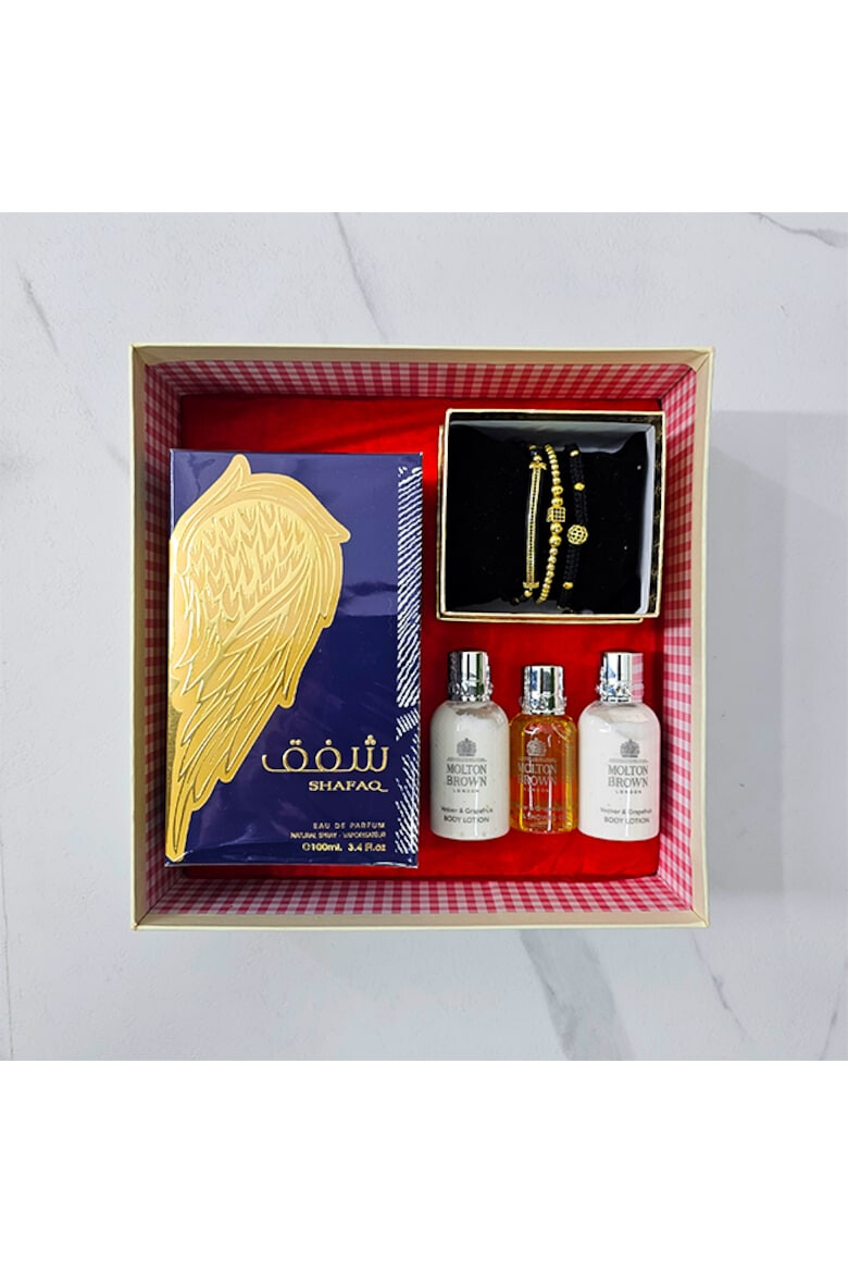 OEM Set Ocean Odyssey Apa de Parfum Lattafa Bade'e Al Oud Amet 100 ml Set 3 bratari din otel inoxidabil onix si zirconiu Gel de Dus Molton Brown Vetiver & Grapefruit Bath 30 ml 2 x Lotiune de corp Molton Brown Vetiver & Grapefruit 50 ml - Pled.ro