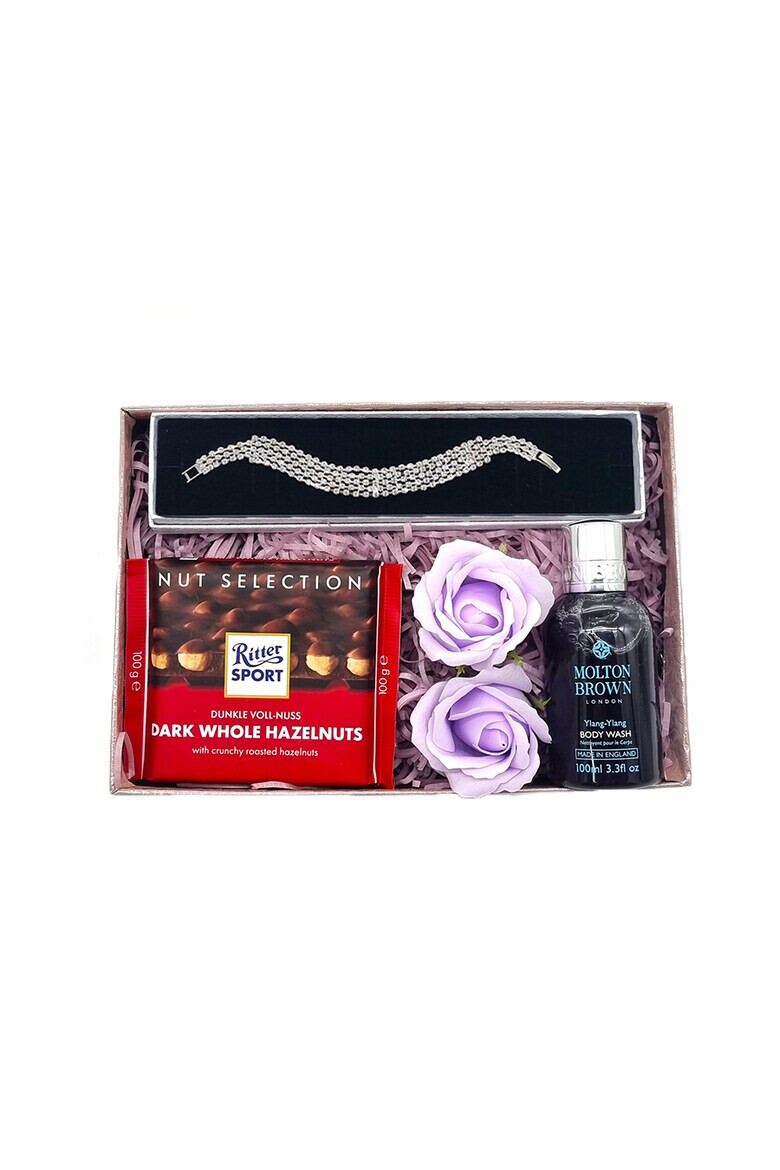 OEM Set Roses pentru femei Gel de dus Ylang-Ylang 100ml ciocolata 100gr Bratara eleganta cu pietre semipretioase argintie - Pled.ro