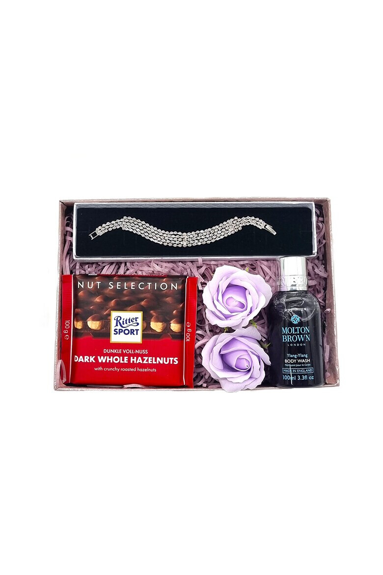 OEM Set Roses pentru femei Gel de dus Ylang-Ylang 100ml ciocolata 100gr Bratara eleganta cu pietre semipretioase argintie - Pled.ro