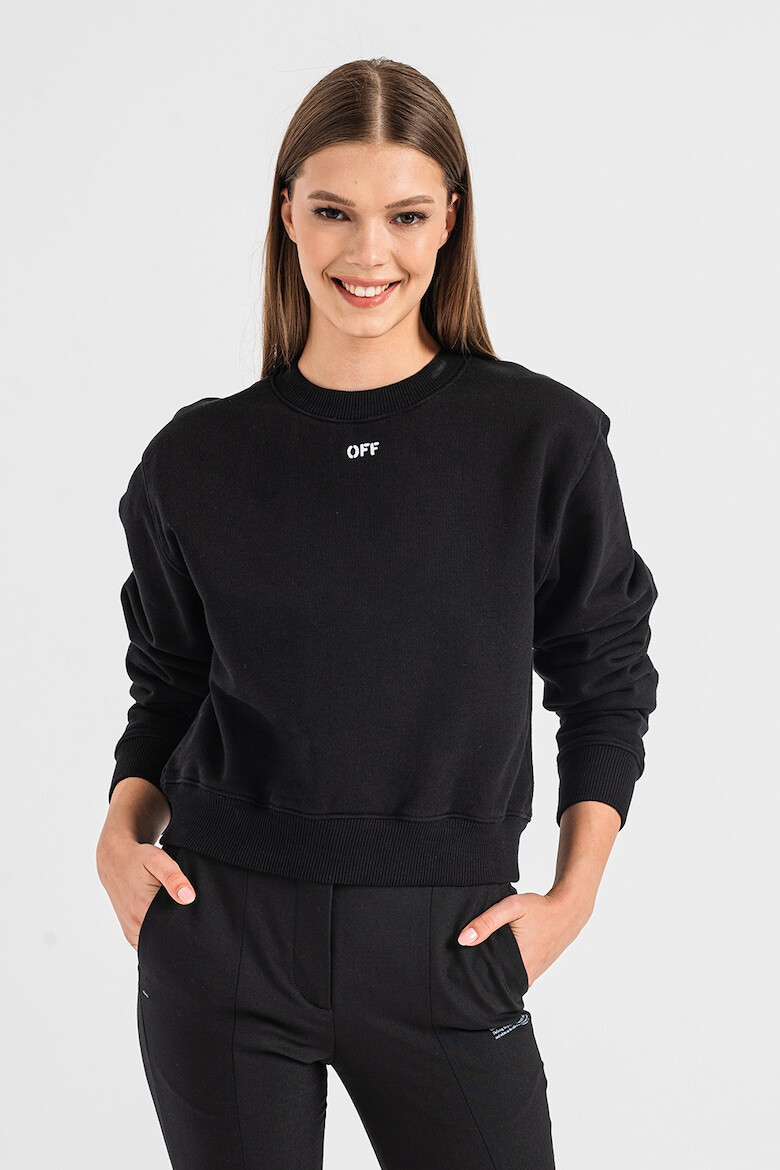 OFF-WHITE Bluza sport crop cu decolteu la baza gatului Off Stamp - Pled.ro