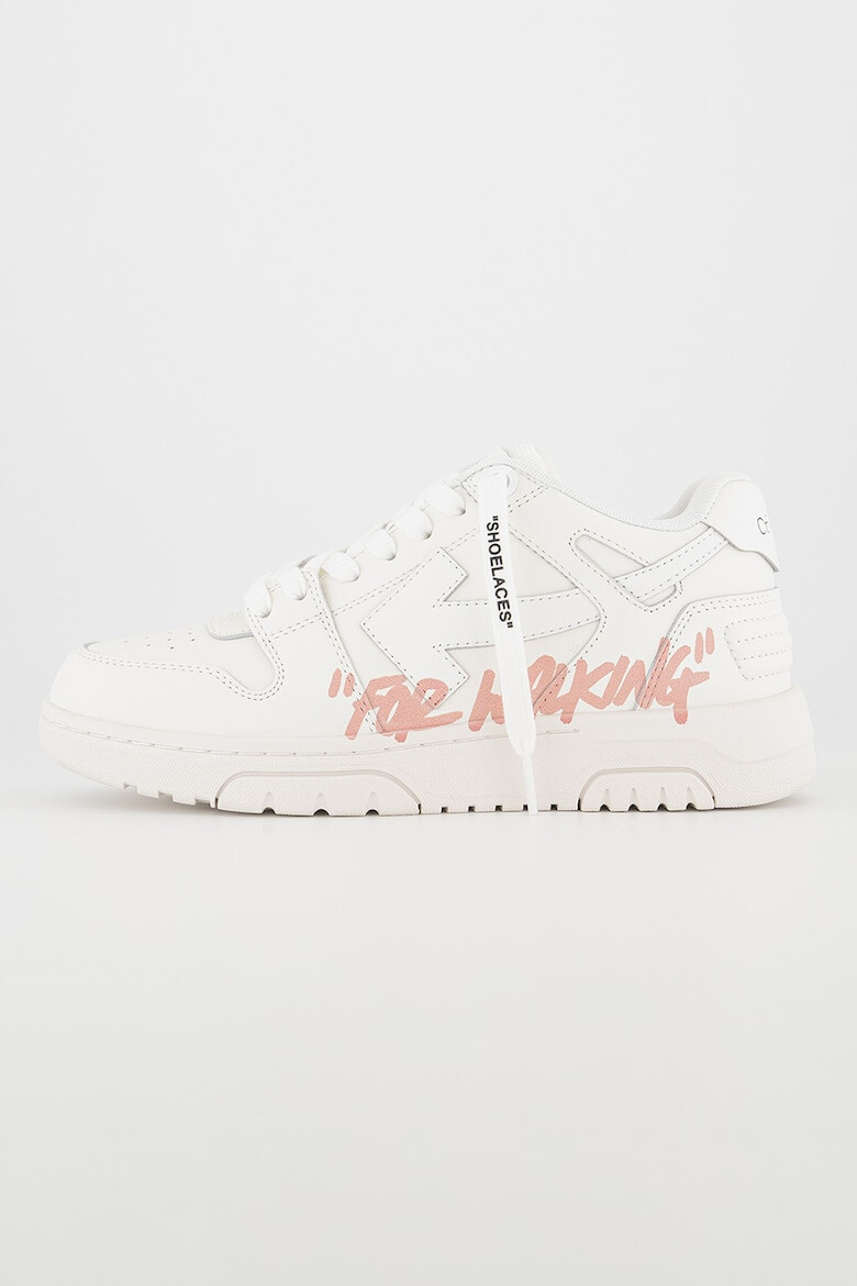 OFF-WHITE Pantofi sport de piele cu insertii de material textil si imprimeu text - Pled.ro