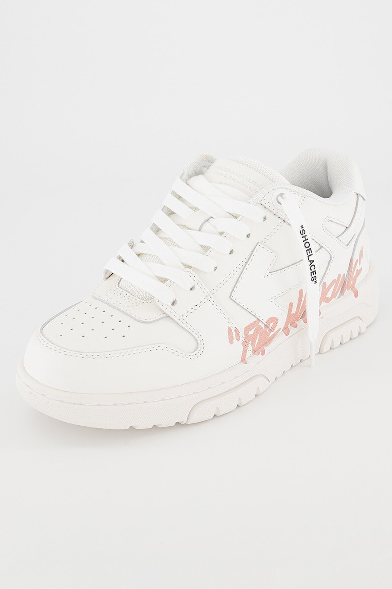 OFF-WHITE Pantofi sport de piele cu insertii de material textil si imprimeu text - Pled.ro