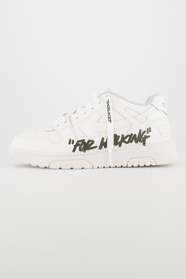 OFF-WHITE Pantofi sport de piele cu insertii de material textil si imprimeu text - Pled.ro