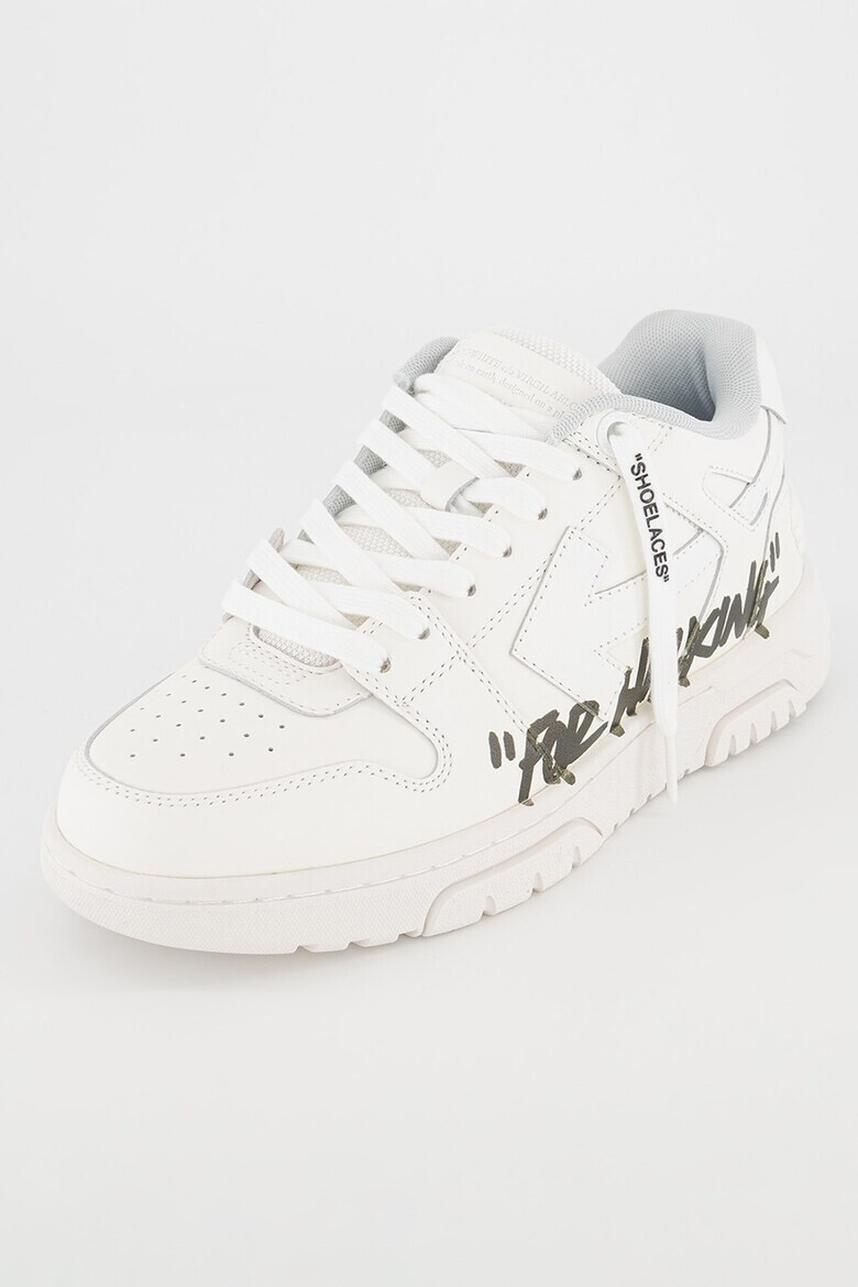 OFF-WHITE Pantofi sport de piele cu insertii de material textil si imprimeu text - Pled.ro