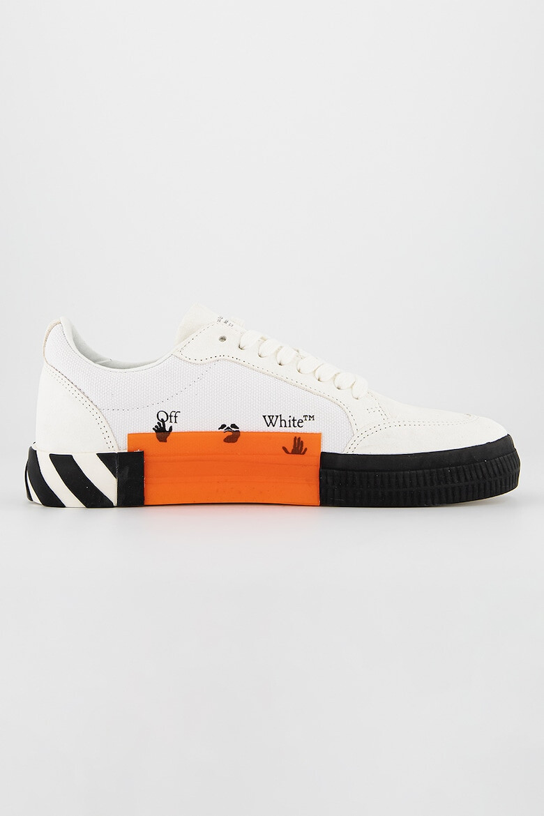 OFF-WHITE Tenisi cu garnituri de piele intoarsa ecologica - Pled.ro