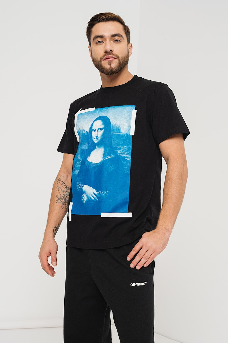 OFF-WHITE Tricou slim fit cu decolteu la baza gatului Monalisa - Pled.ro