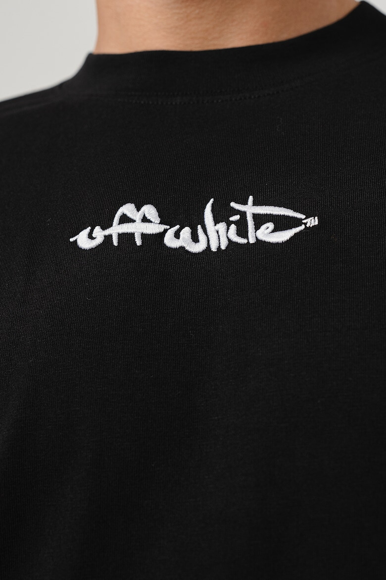 OFF-WHITE Tricou slim fit cu decolteu la baza gatului Script - Pled.ro