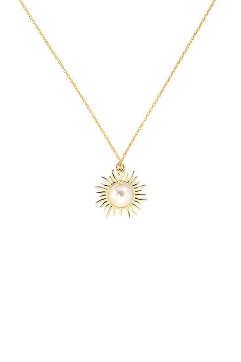 Ohmygod Colier placat cu aur de 14K si decorat cu perle sintetice Double Sunshine - Pled.ro