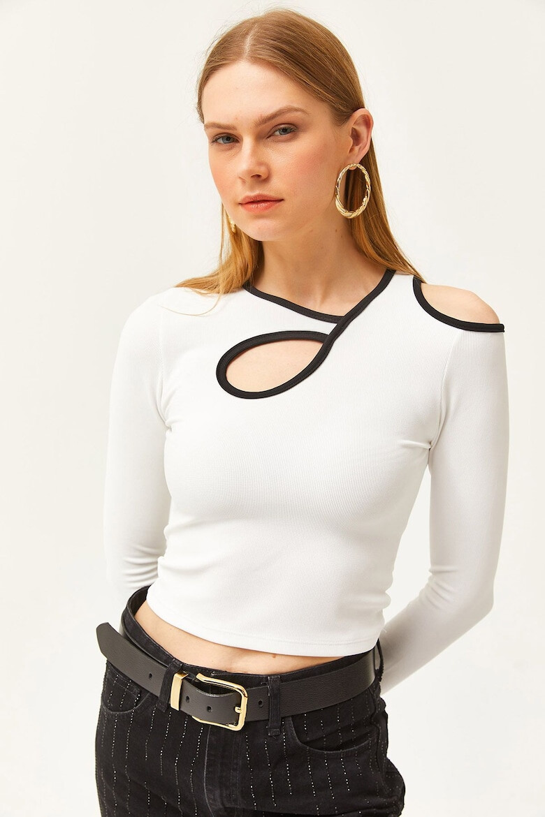 Olalook Bluza crop cu decupaje - Pled.ro