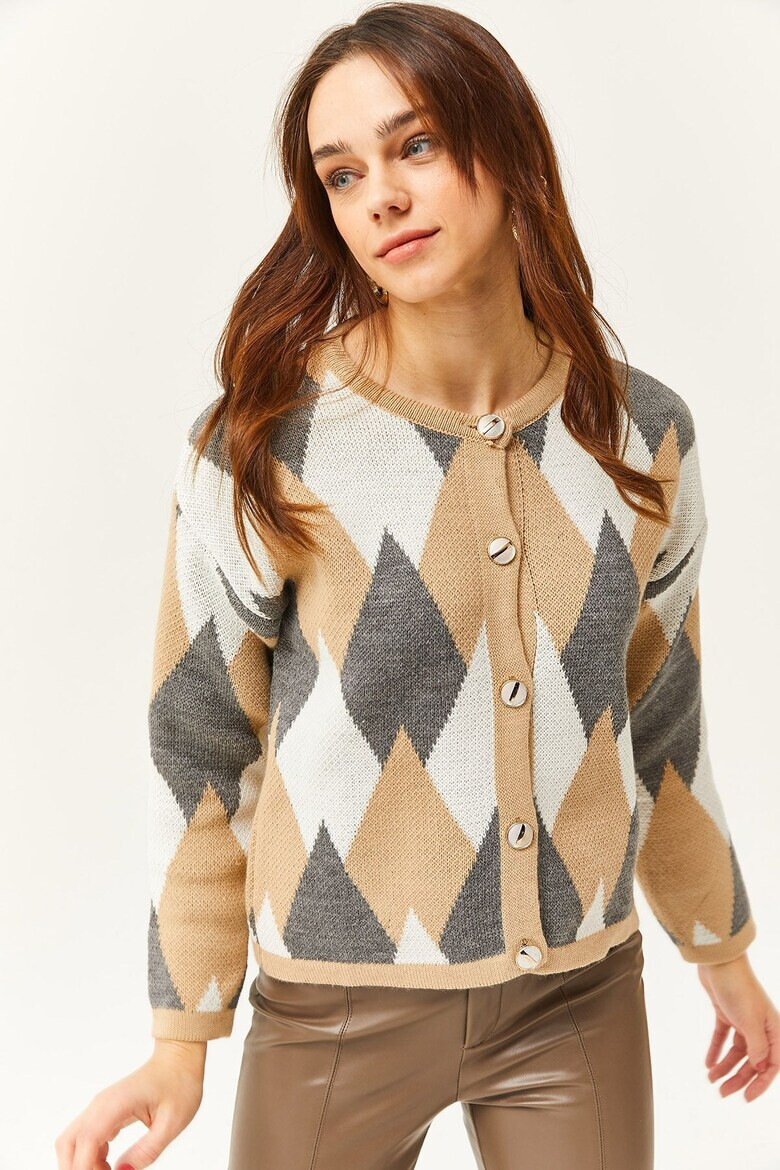 Olalook Cardigan cu model geometric 77879 - Pled.ro