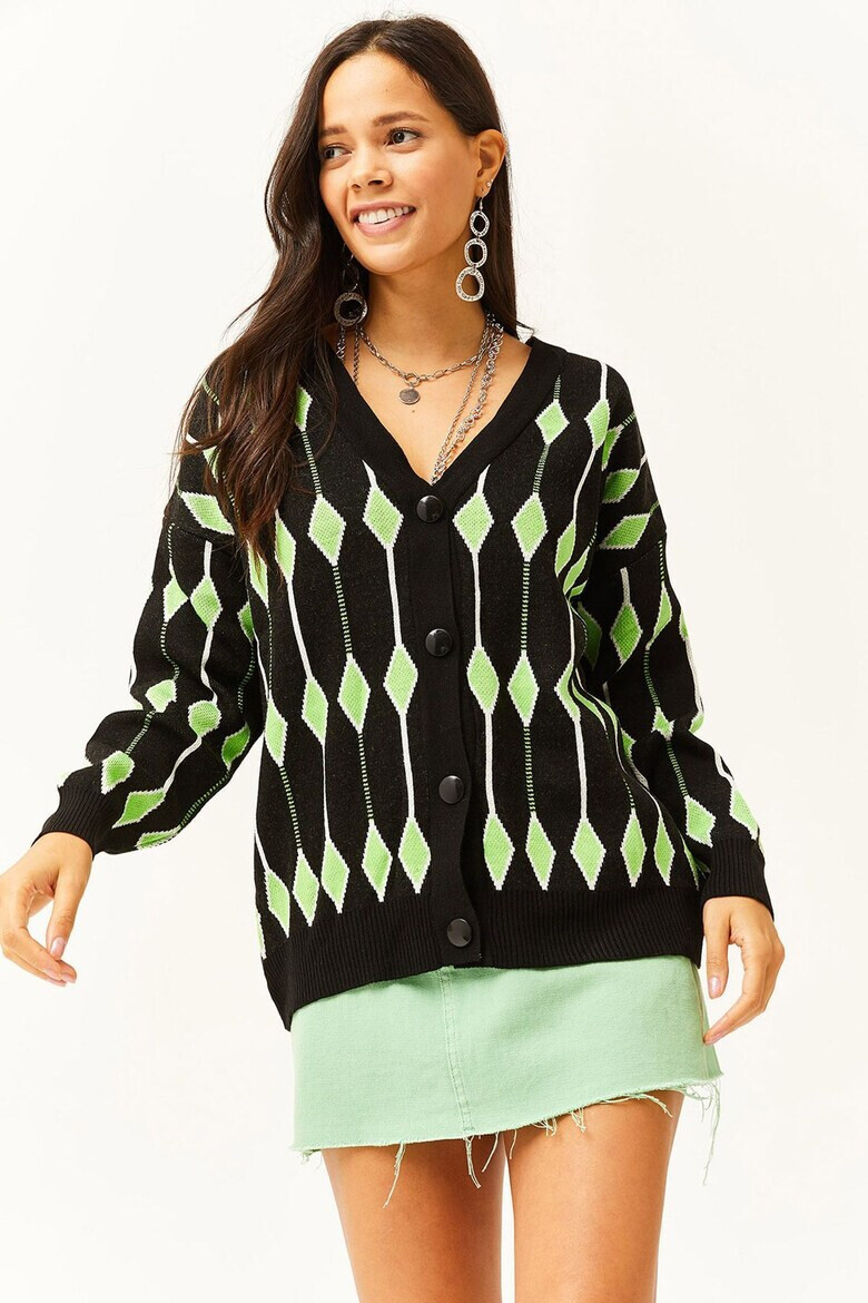 Olalook Cardigan lejer cu model grafic - Pled.ro