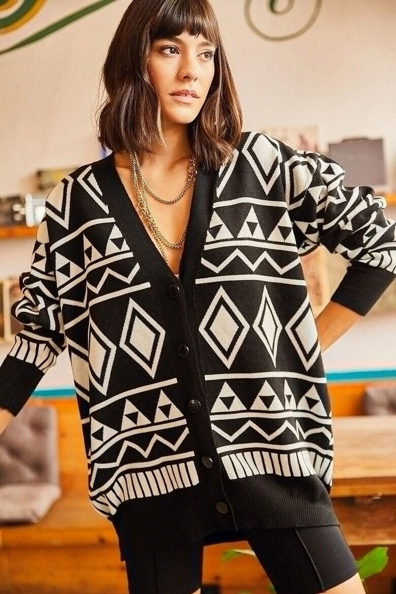 Olalook Cardigan supradimensionat cu decolteu in V - Pled.ro