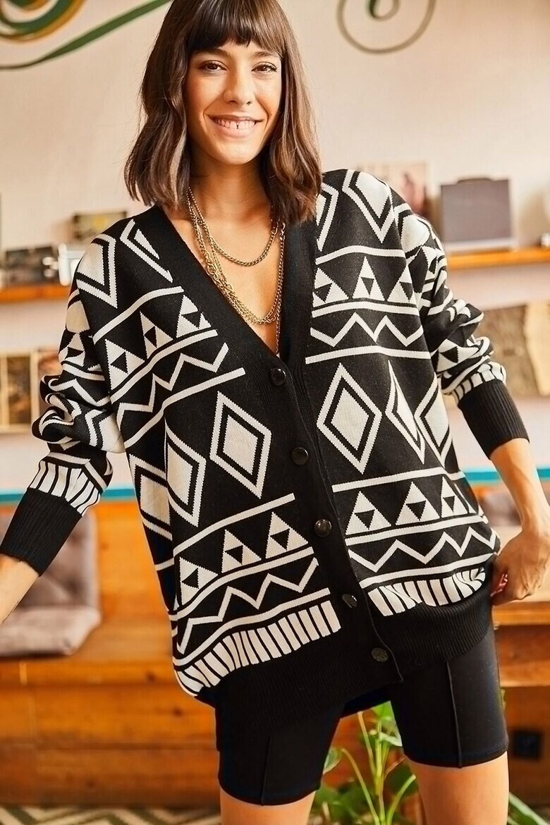 Olalook Cardigan supradimensionat cu decolteu in V - Pled.ro