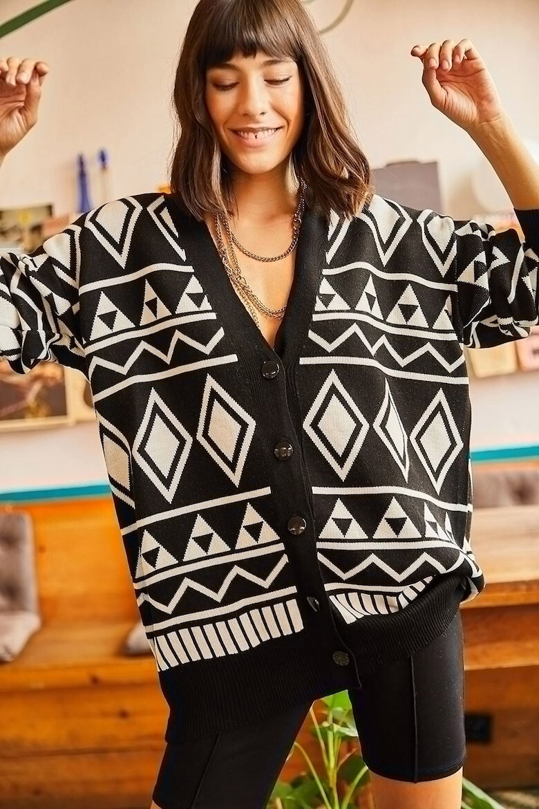 Olalook Cardigan supradimensionat cu decolteu in V - Pled.ro