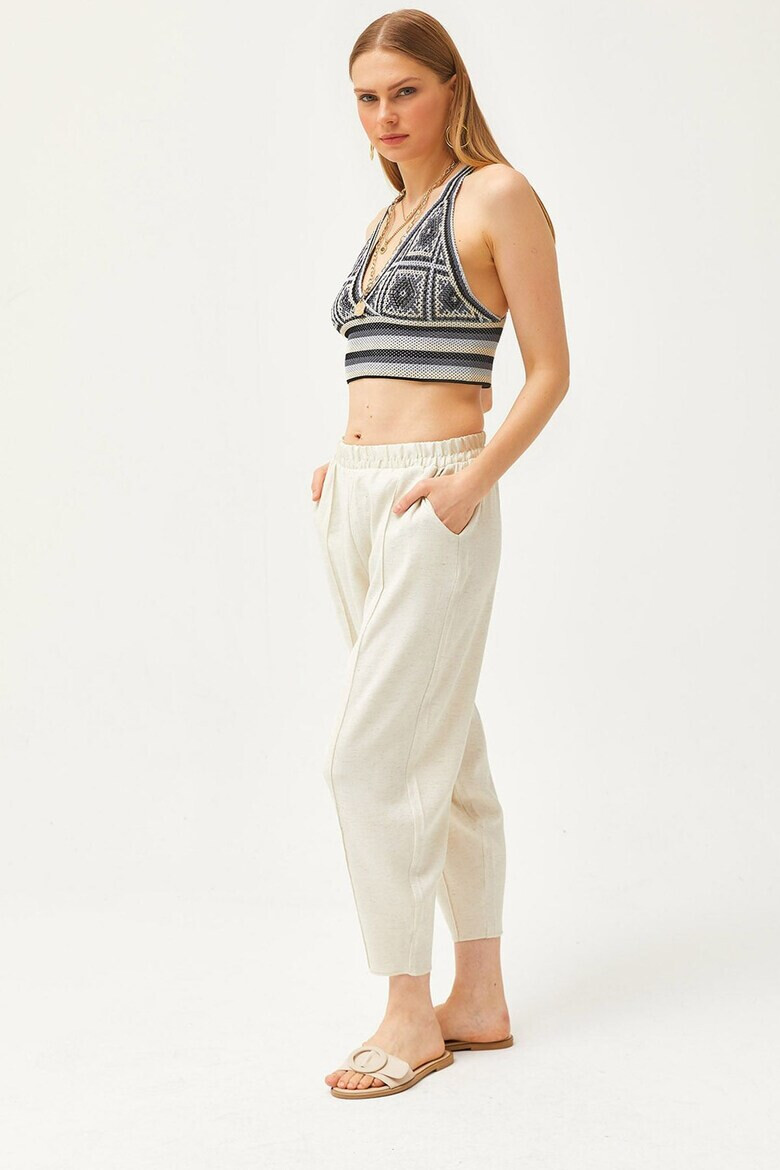 Olalook Pantaloni crop cu snur de ajustare in talie - Pled.ro