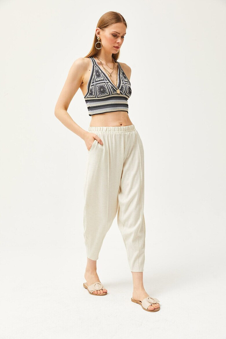 Olalook Pantaloni crop cu snur de ajustare in talie - Pled.ro