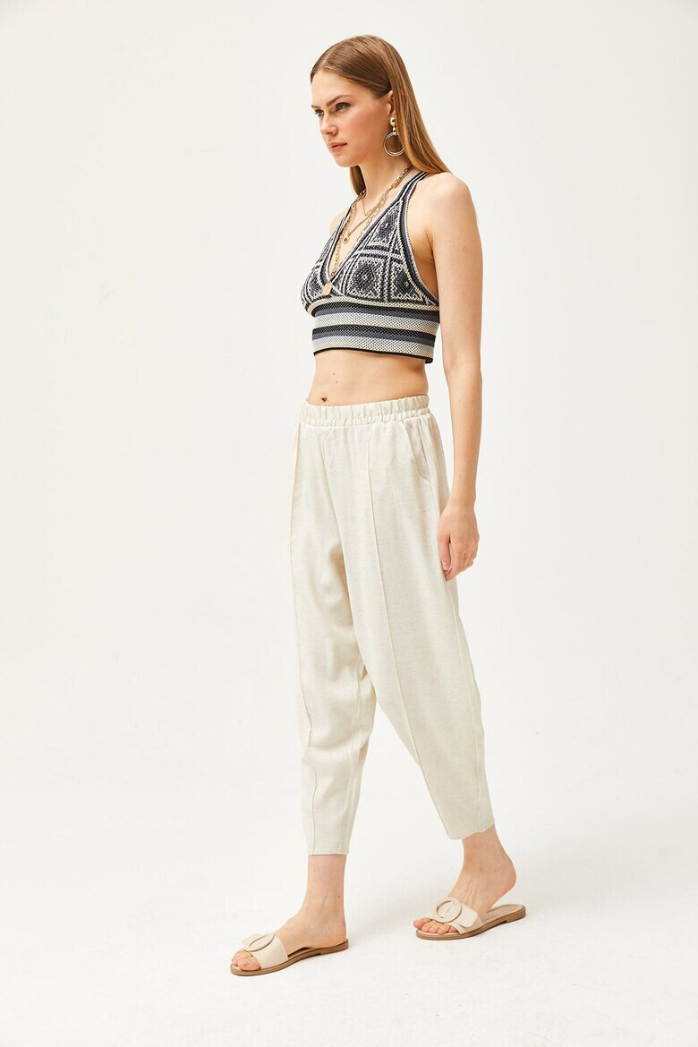 Olalook Pantaloni crop cu snur de ajustare in talie - Pled.ro