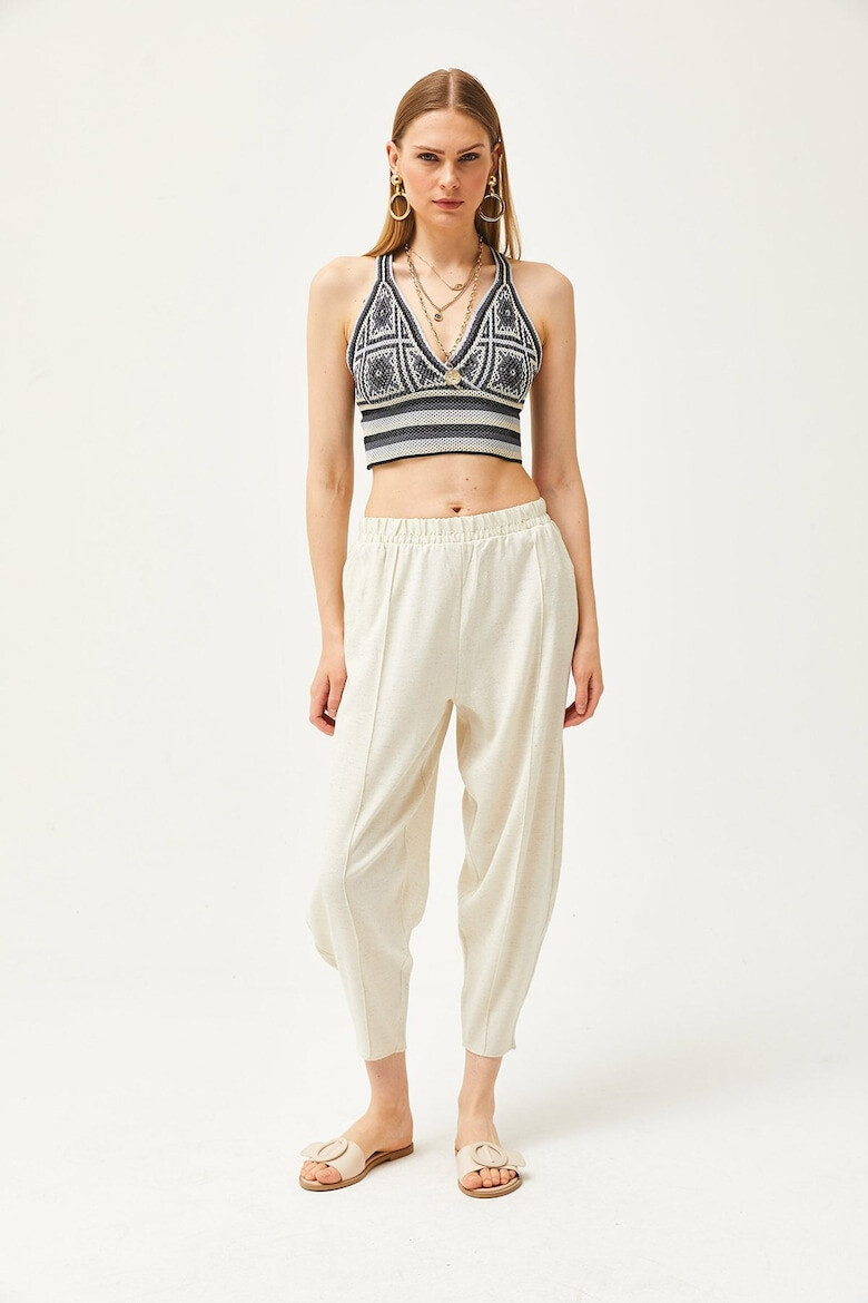 Olalook Pantaloni crop cu snur de ajustare in talie - Pled.ro