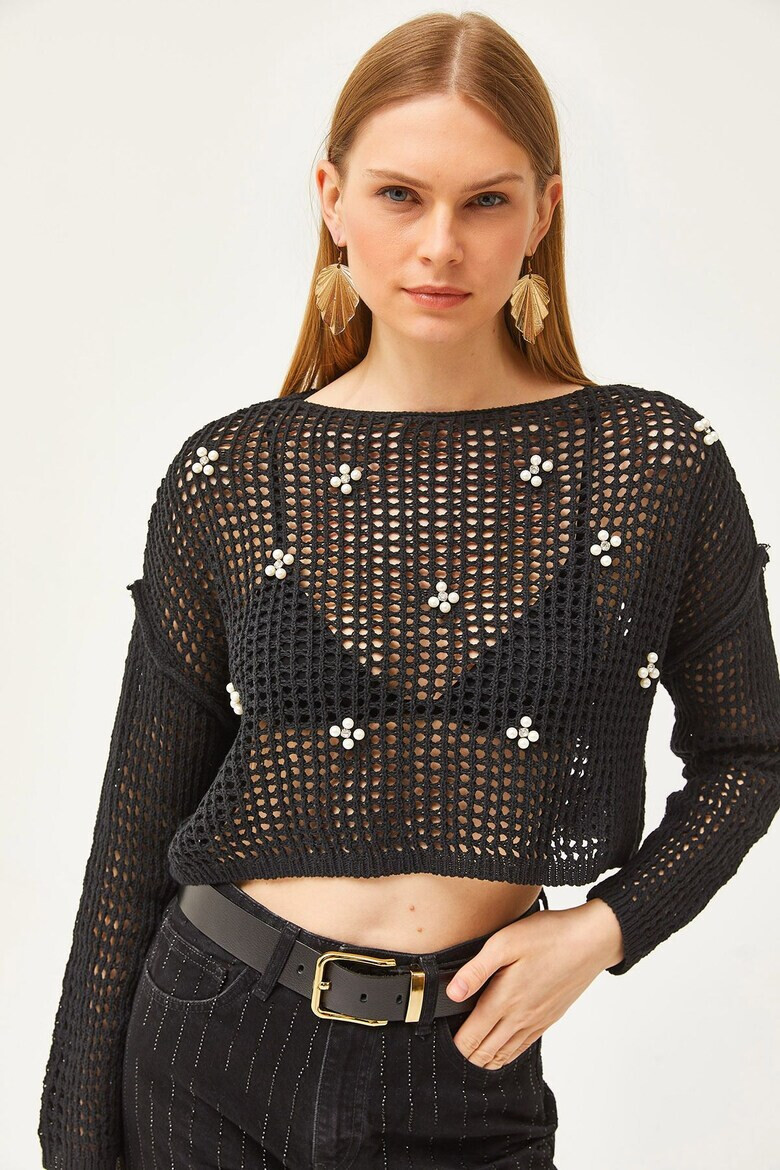 Olalook Pulover crop cu perforatii - Pled.ro