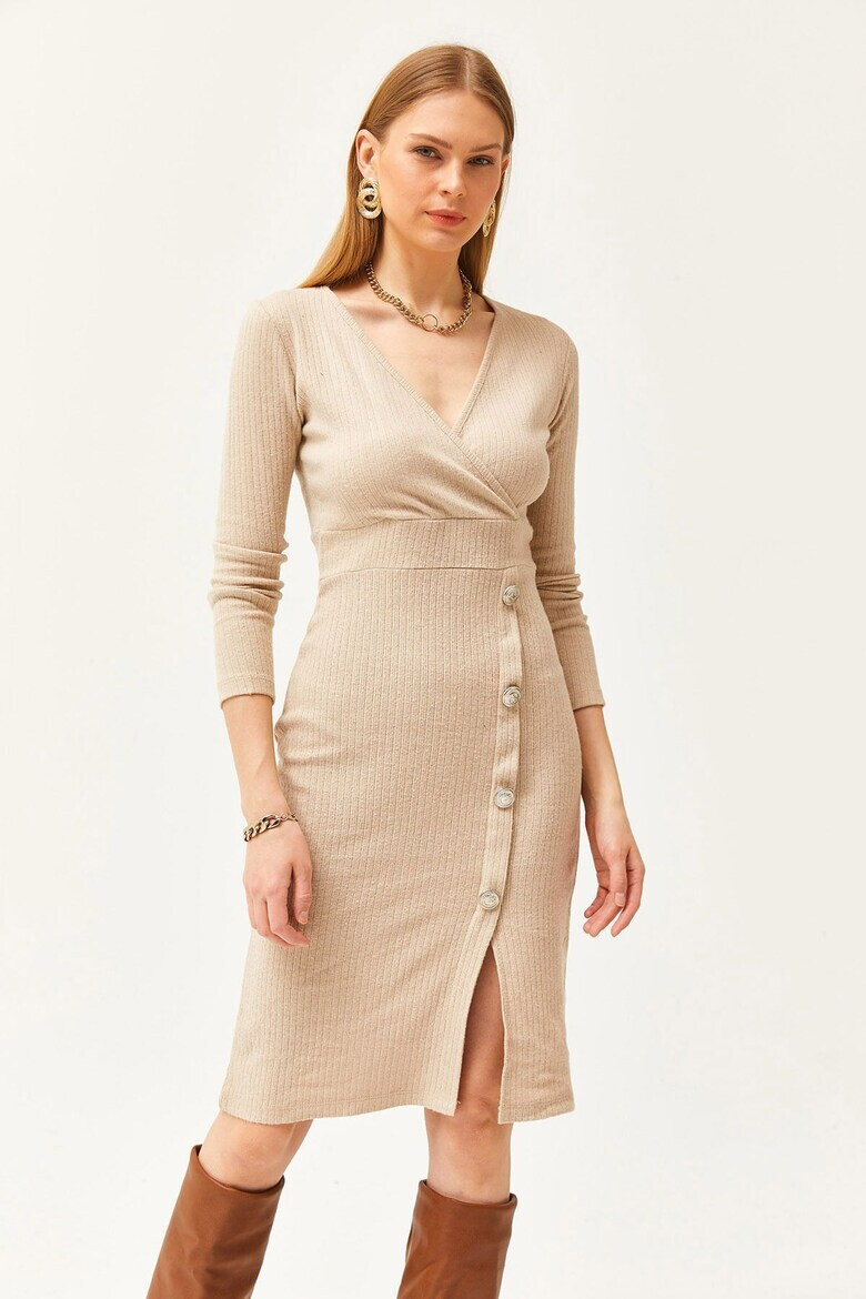 Olalook Rochie cu decolteu in V si slit lateral - Pled.ro