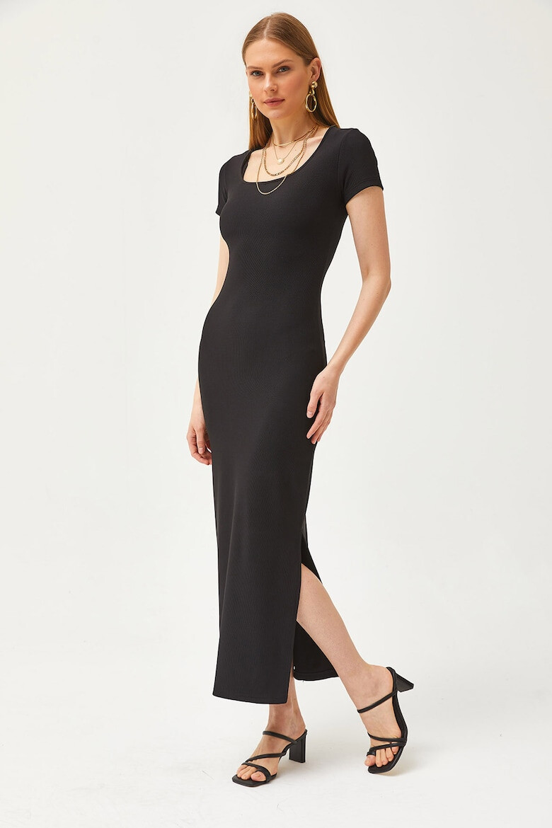 Olalook Rochie maxi bodycon cu decolteu patrat si slit lateral - Pled.ro