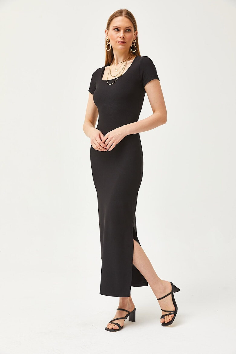 Olalook Rochie maxi bodycon cu decolteu patrat si slit lateral - Pled.ro