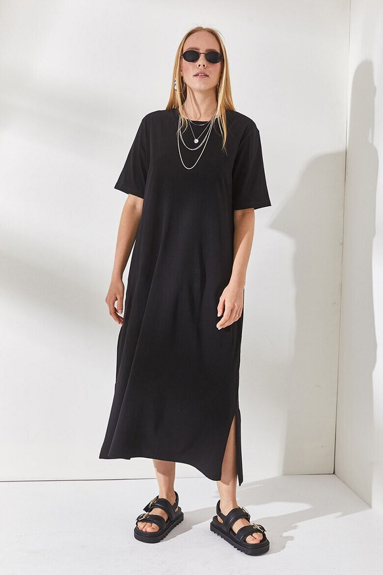 Olalook Rochie-tricou maxi cu croiala lejera si slit lateral - Pled.ro