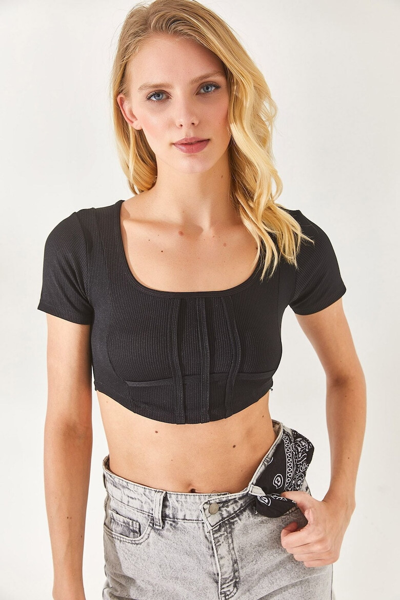 Olalook Tricou crop cu model cu striatii - Pled.ro