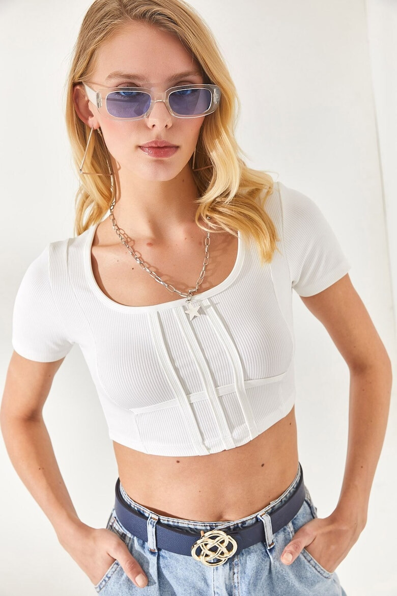 Olalook Tricou crop cu model cu striatii - Pled.ro