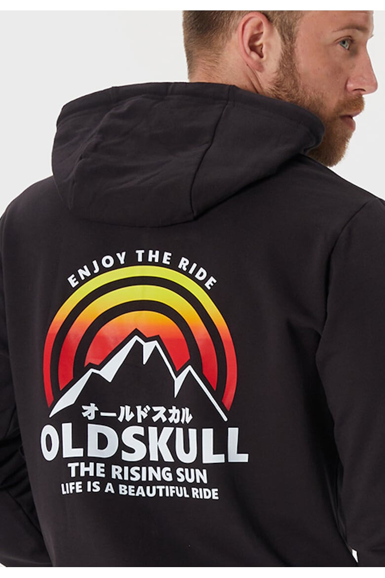 Oldskull Hanorac cu fermoar si imprimeu logo - Pled.ro