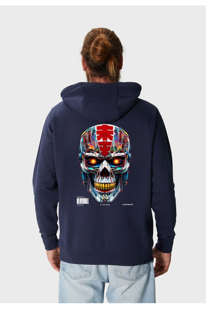 Oldskull Hanorac de bumbac cu design grafic pe spate - Pled.ro