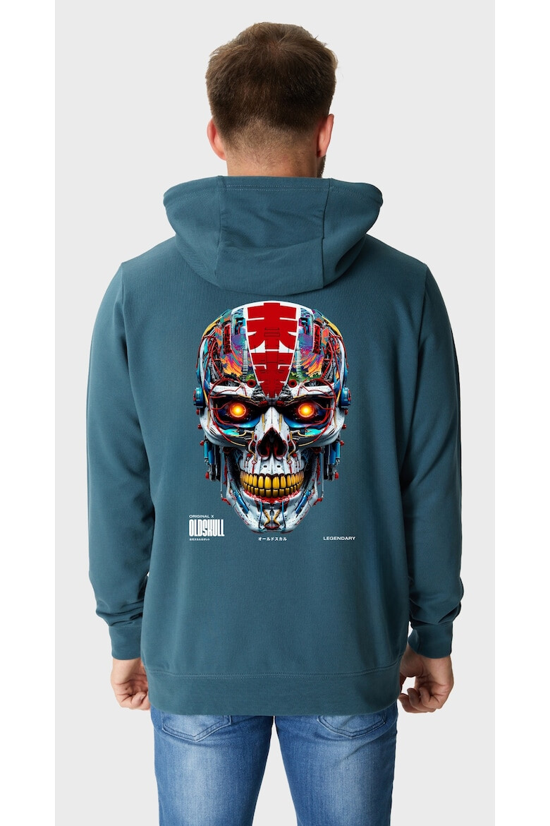 Oldskull Hanorac de bumbac cu design grafic pe spate - Pled.ro