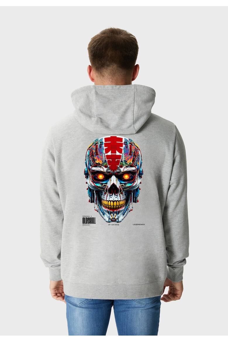 Oldskull Hanorac de bumbac cu design grafic pe spate - Pled.ro