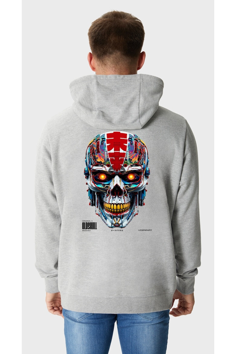 Oldskull Hanorac de bumbac cu design grafic pe spate - Pled.ro