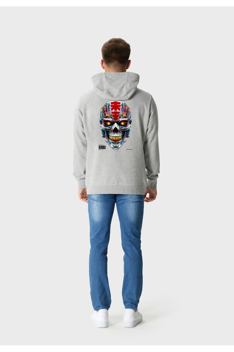 Oldskull Hanorac de bumbac cu design grafic pe spate - Pled.ro