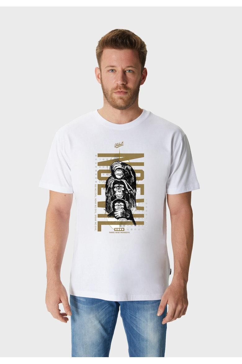 Oldskull Tricou cu decolteu la baza gatului Chimp - Pled.ro