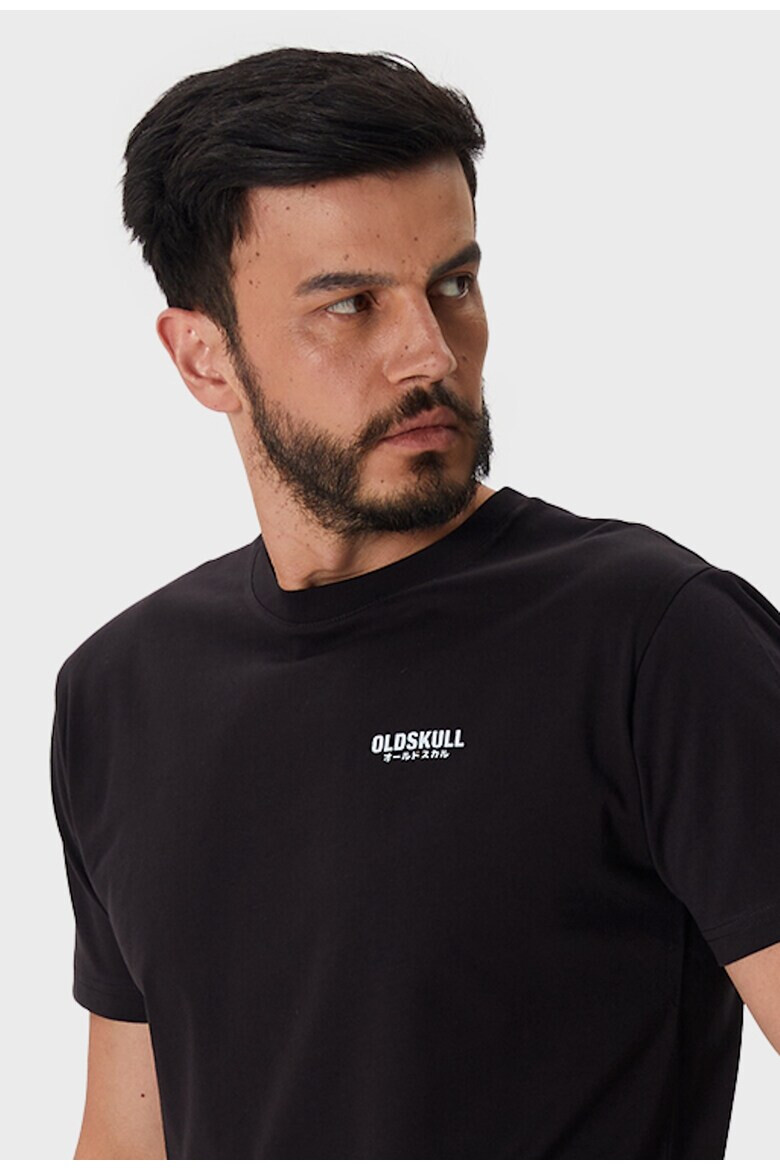 Oldskull Tricou cu decolteu la baza gatului si imprimeu logo discret 173147 - Pled.ro