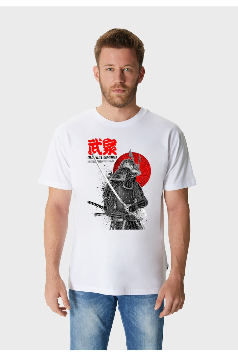 Oldskull Tricou cu decolteu la baza gatului si imprimeu Samurai - Pled.ro