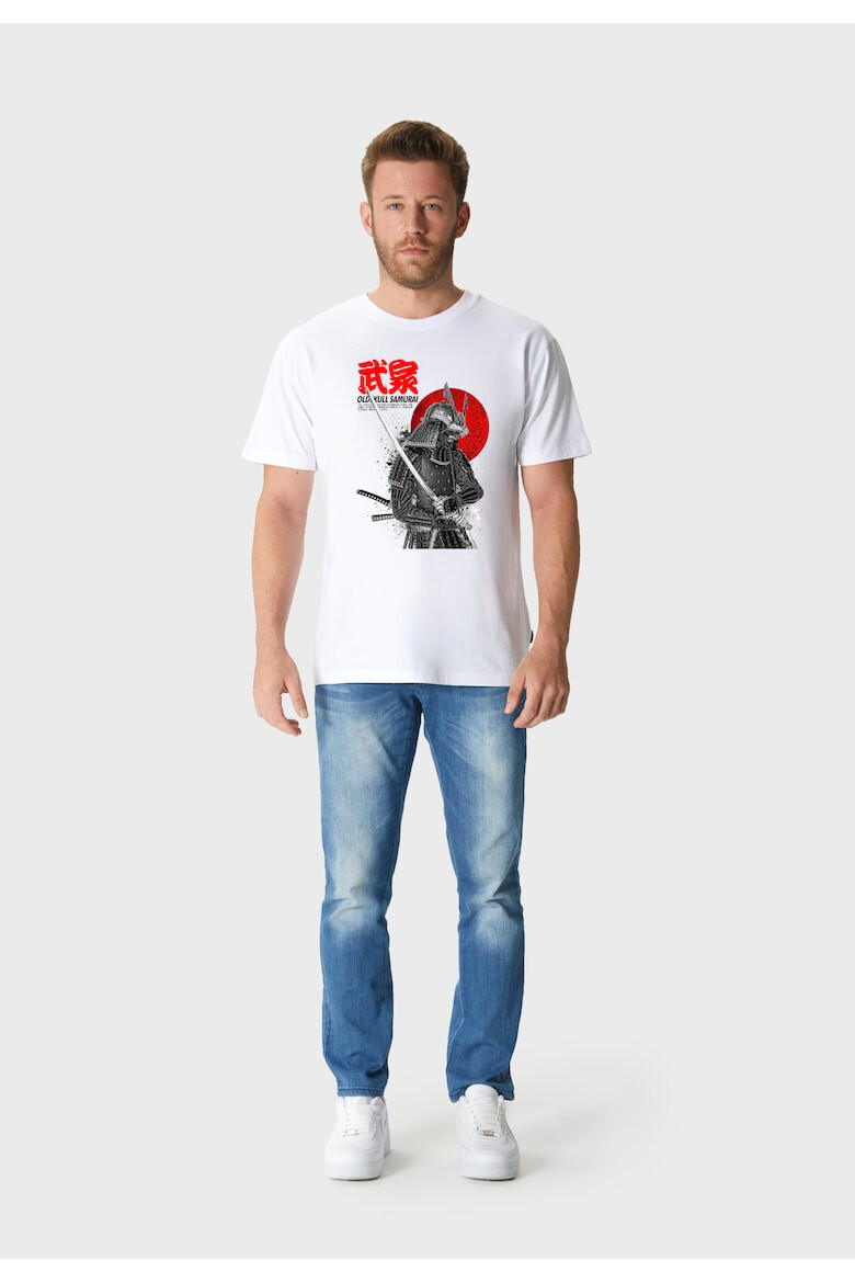 Oldskull Tricou cu decolteu la baza gatului si imprimeu Samurai - Pled.ro