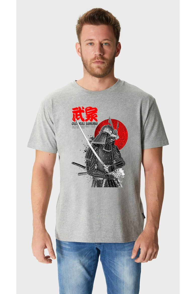 Oldskull Tricou cu decolteu la baza gatului si imprimeu Samurai - Pled.ro