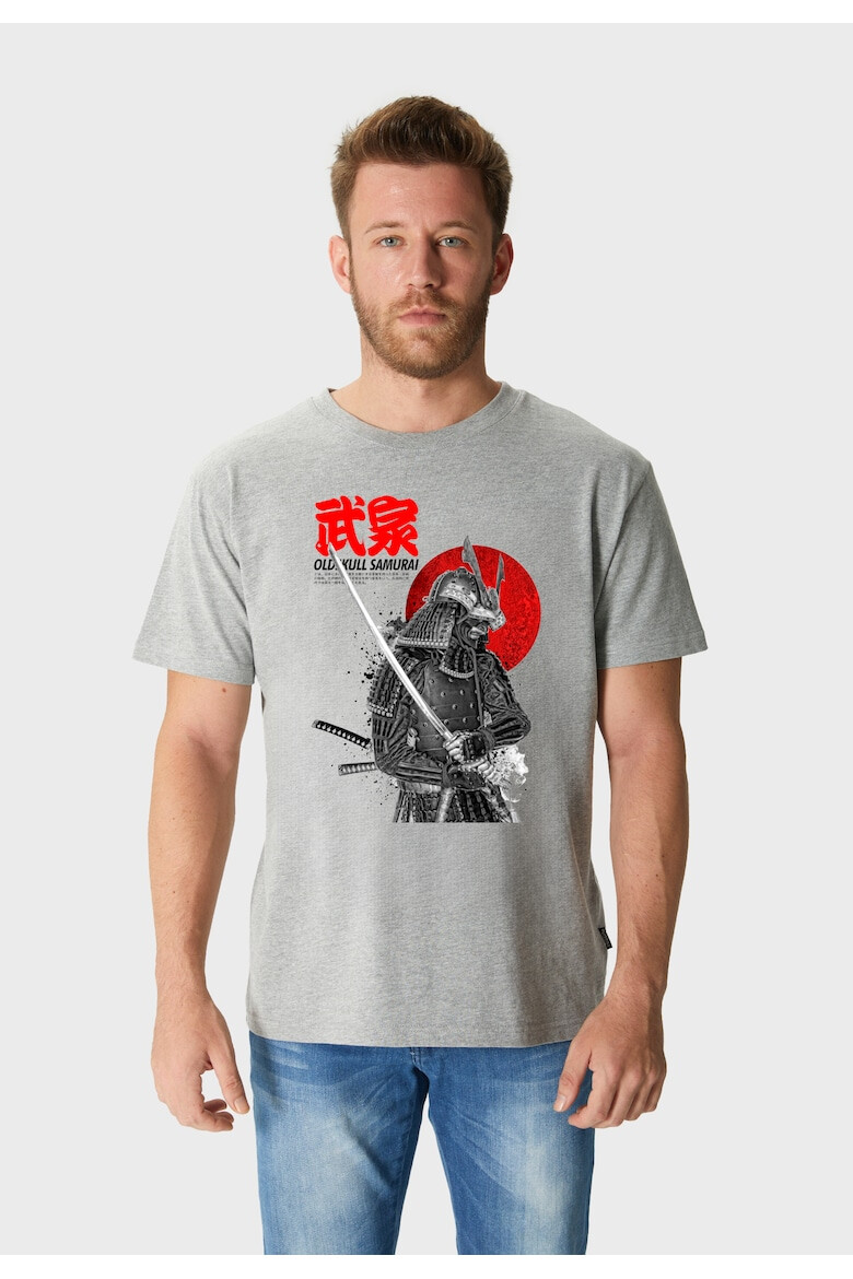 Oldskull Tricou cu decolteu la baza gatului si imprimeu Samurai - Pled.ro