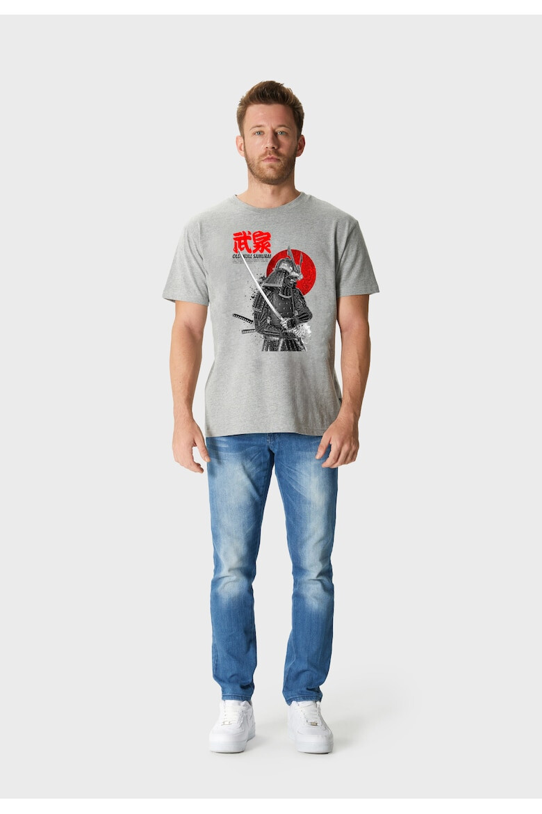 Oldskull Tricou cu decolteu la baza gatului si imprimeu Samurai - Pled.ro