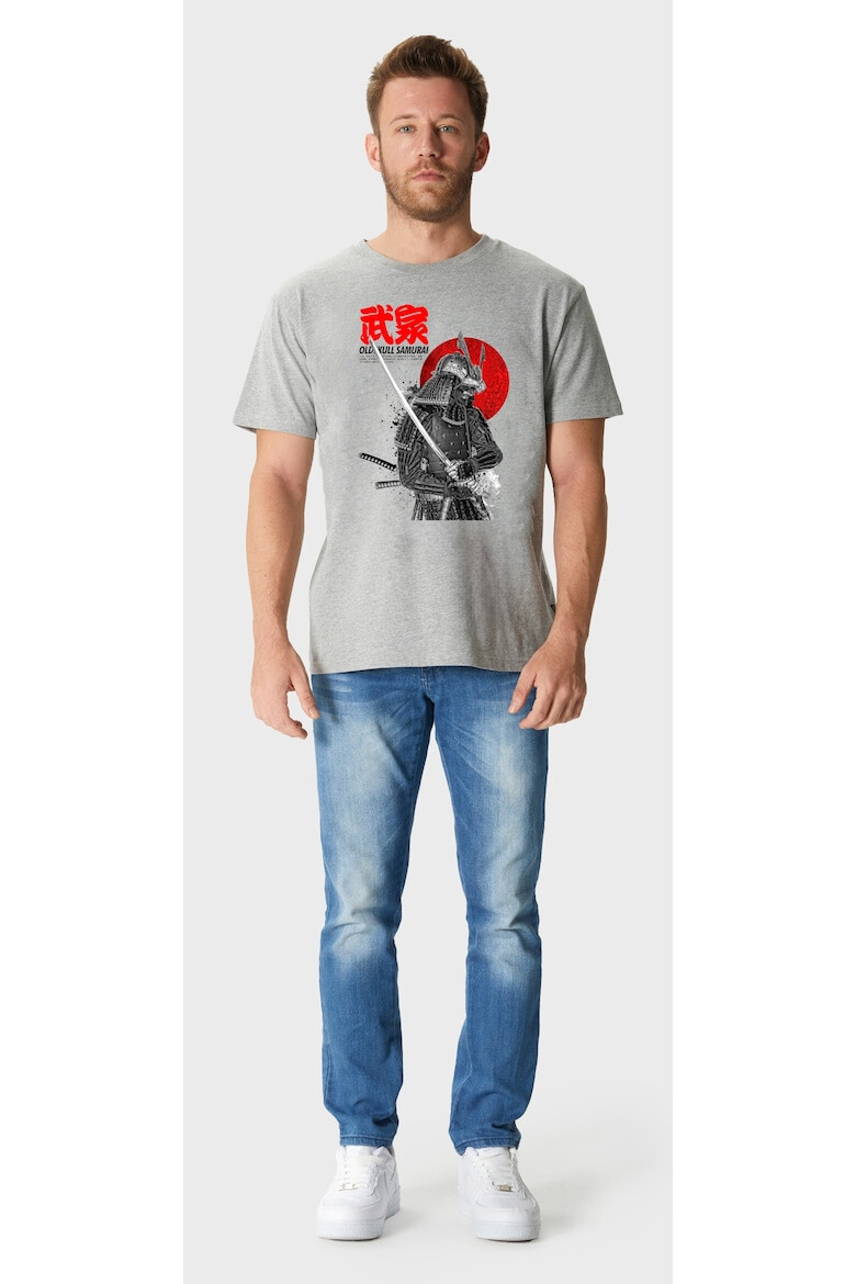 Oldskull Tricou cu decolteu la baza gatului si imprimeu Samurai - Pled.ro