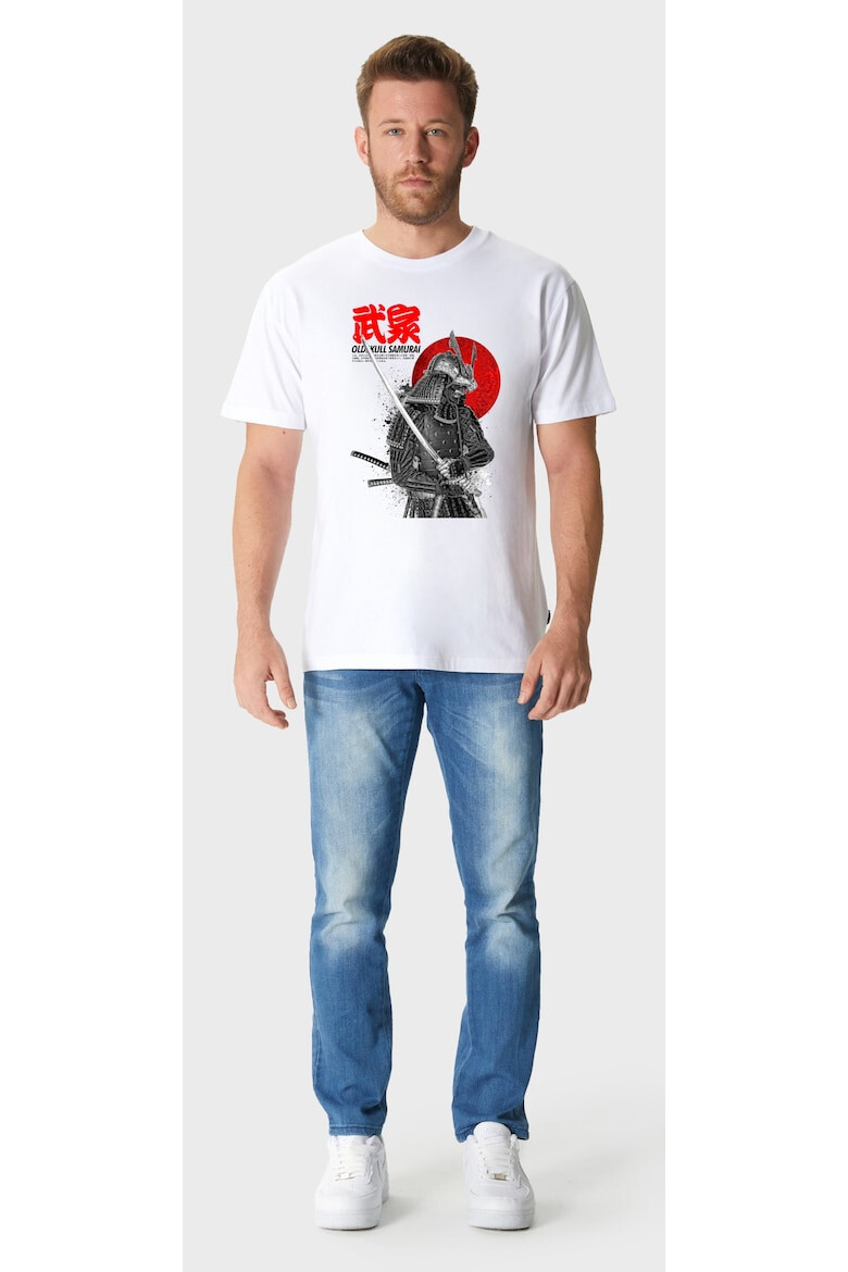 Oldskull Tricou cu decolteu la baza gatului si imprimeu Samurai - Pled.ro