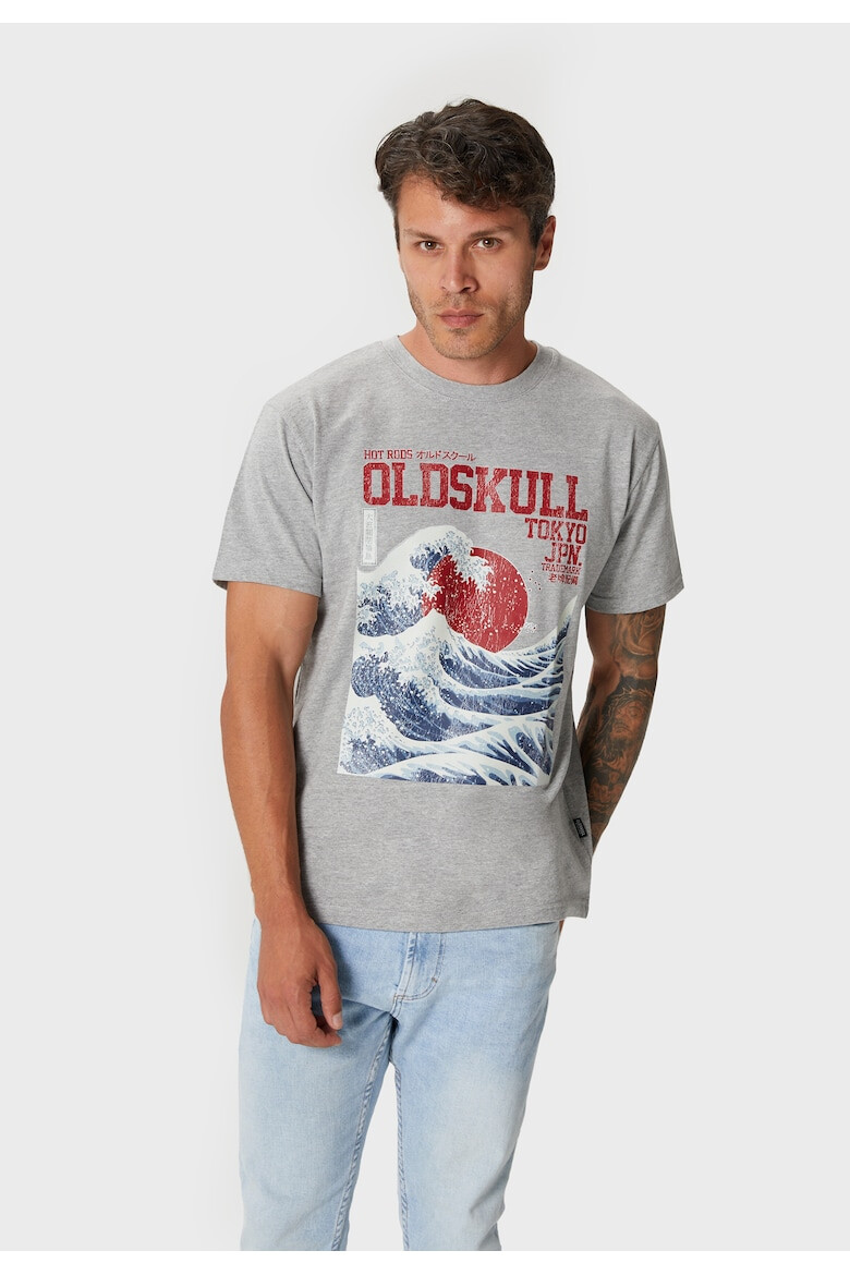 Oldskull Tricou cu imprimeu si decolteu la baza gatului - Pled.ro