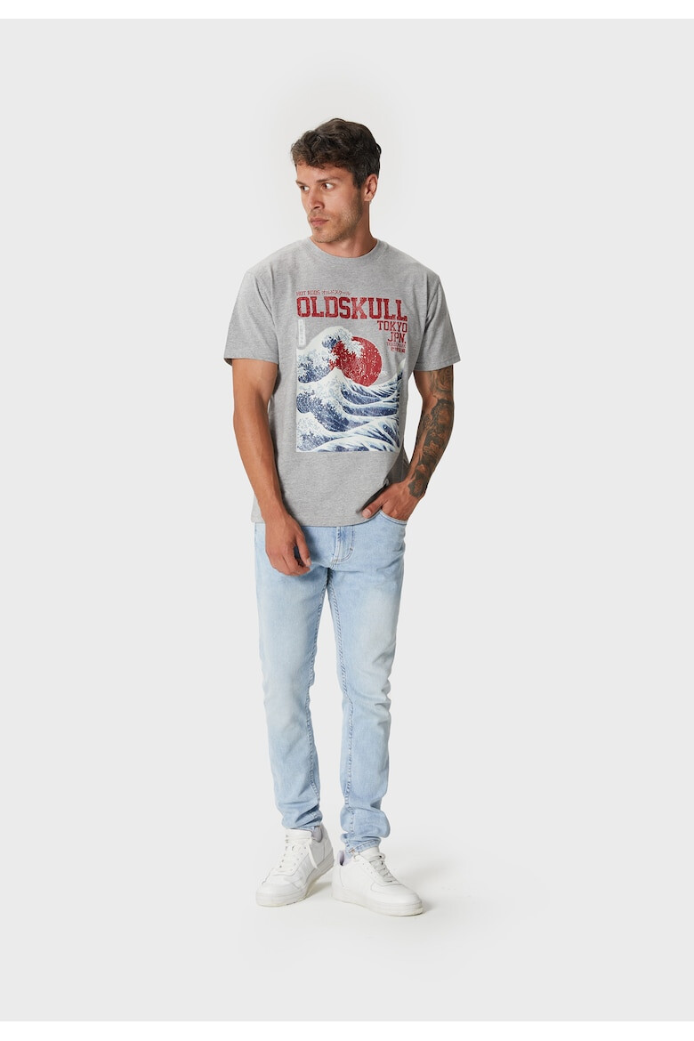 Oldskull Tricou cu imprimeu si decolteu la baza gatului - Pled.ro