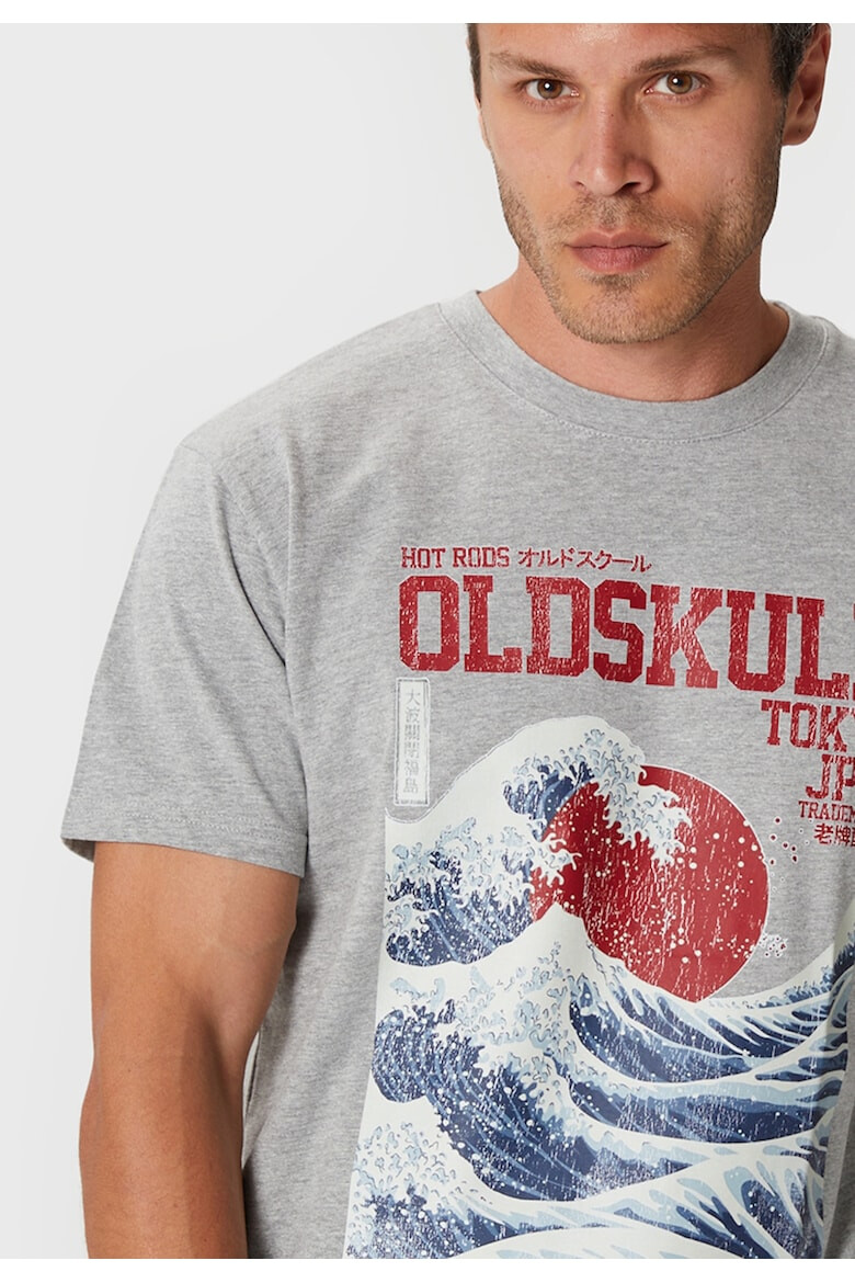 Oldskull Tricou cu imprimeu si decolteu la baza gatului - Pled.ro